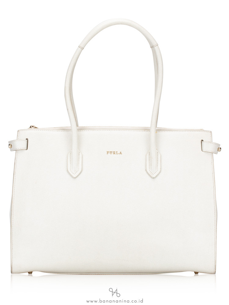 FURLA Leather Large Tote Ghiaccio