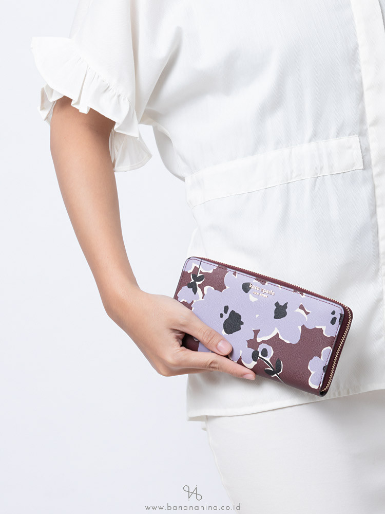 KATE SPADE Cameron Wildflower Bouquet Large Continental Wallet Purple Multi
