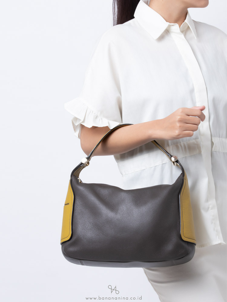 FURLA Cindy Medium Hobo Chocolate Lime