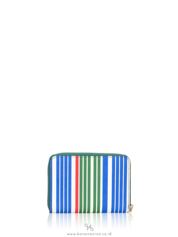 TORY BURCH Emerson Zip Coin Case Sunrise Stripe XL Blue