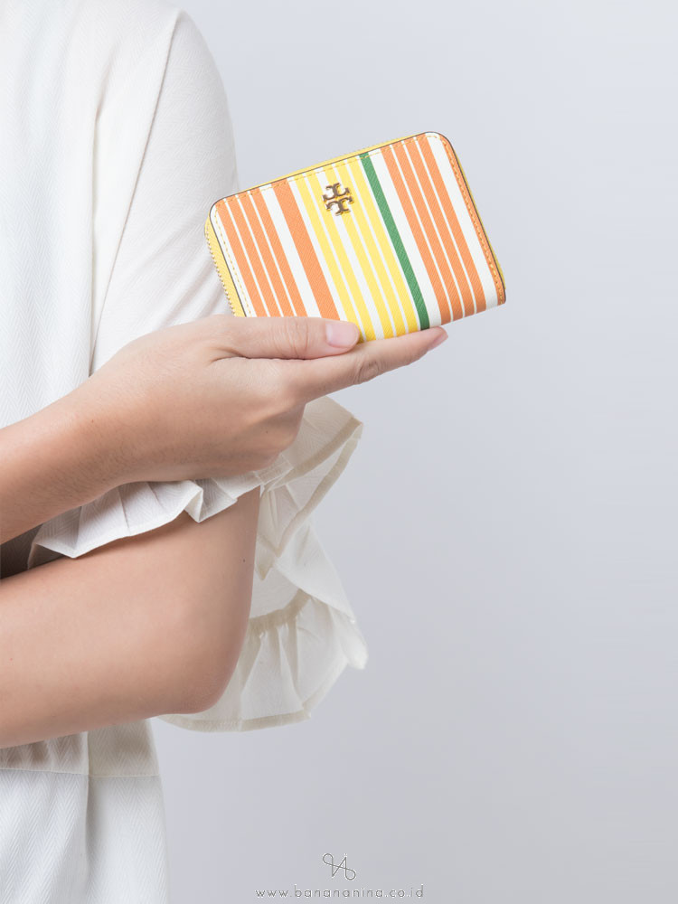 TORY BURCH Emerson Zip Coin Case Sunrise Stripe XL