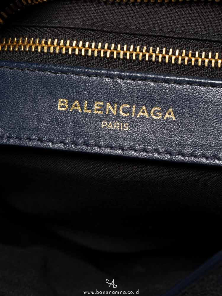 BALENCIAGA Gold Metallic Edge Mini City Blue Nuit