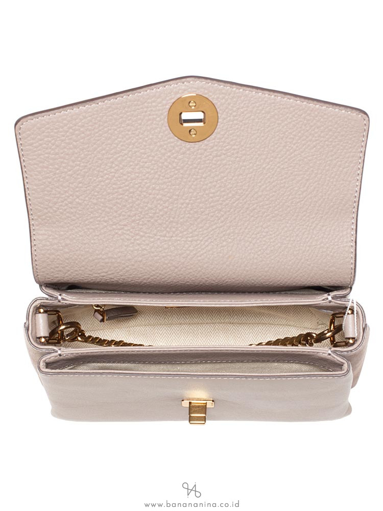 TORY BURCH Kira Mixed Materials Crossbody Gray Heron