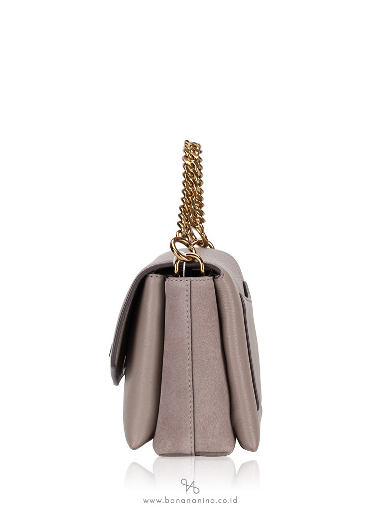 TORY BURCH Kira Mixed Materials Crossbody Gray Heron
