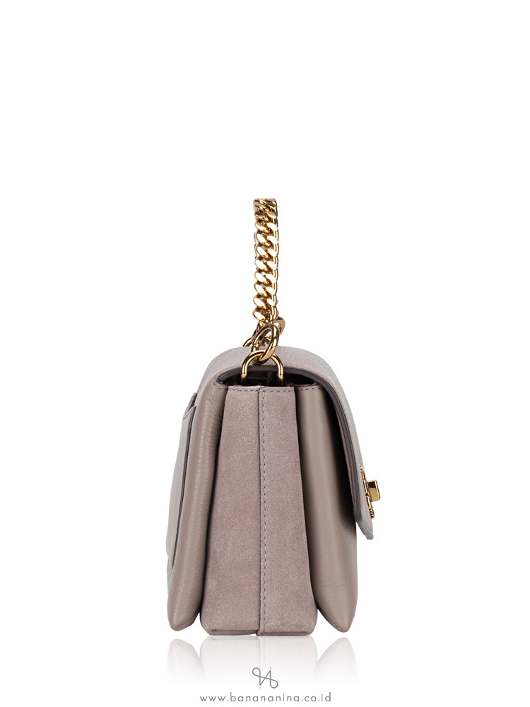 TORY BURCH Kira Mixed Materials Crossbody Gray Heron