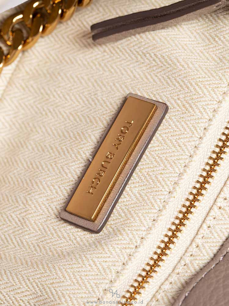 TORY BURCH Kira Mixed Materials Crossbody Gray Heron