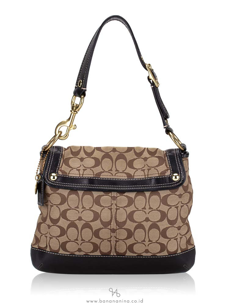 COACH 10338 Signature Legacy Ali Slim Flap Khaki Black
