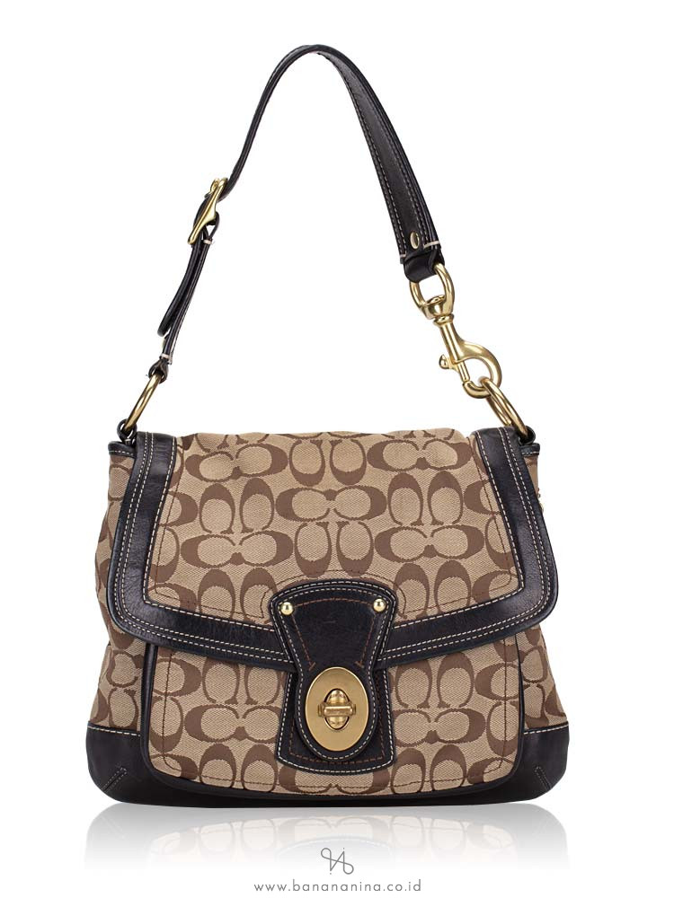 COACH 10338 Signature Legacy Ali Slim Flap Khaki Black