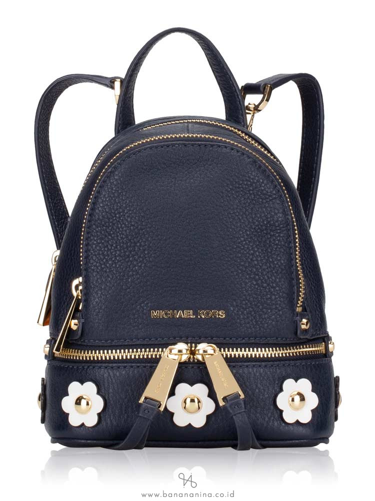 MICHAEL KORS Rhea XS Floral Applique Leather Backpack Admiral