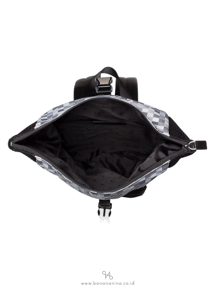MICHAEL KORS Men Kent Printed Roll Top Backpack Black White