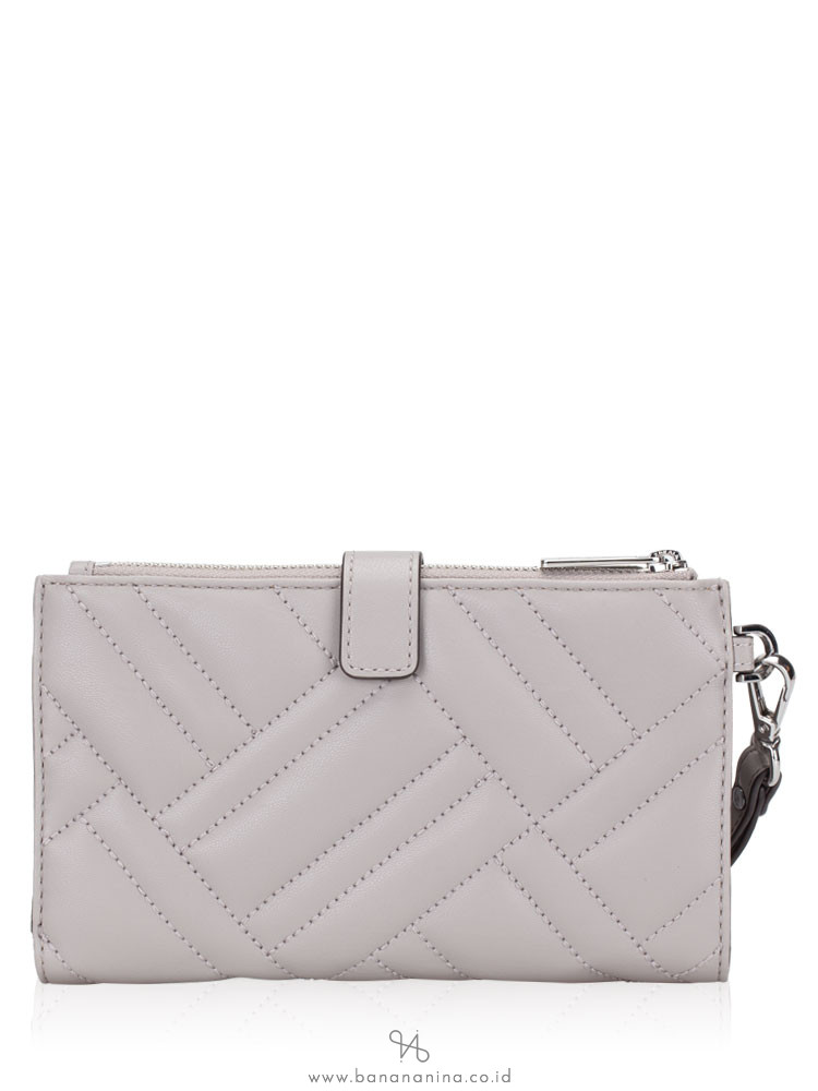 MICHAEL KORS Peyton Double Zip Large Wristlet Pearl Grey