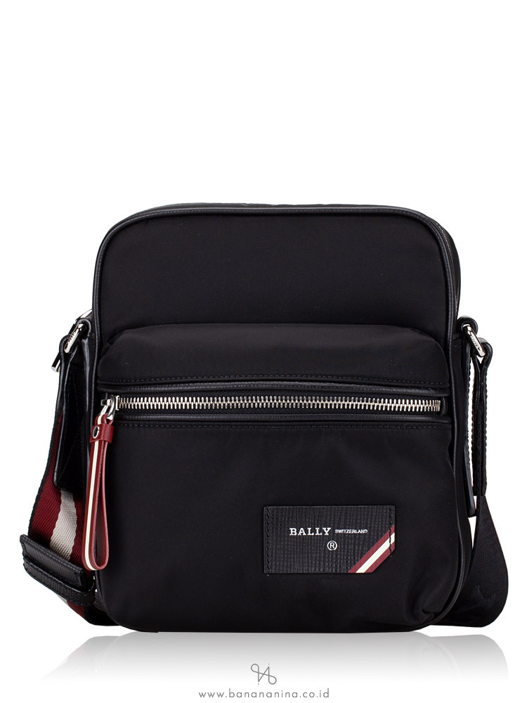 Bally Men Faara Nylon Crossbody Bag Black Red