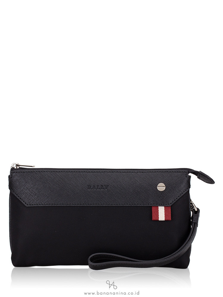 BALLY Men Teryer Fabric Pouch Black Red