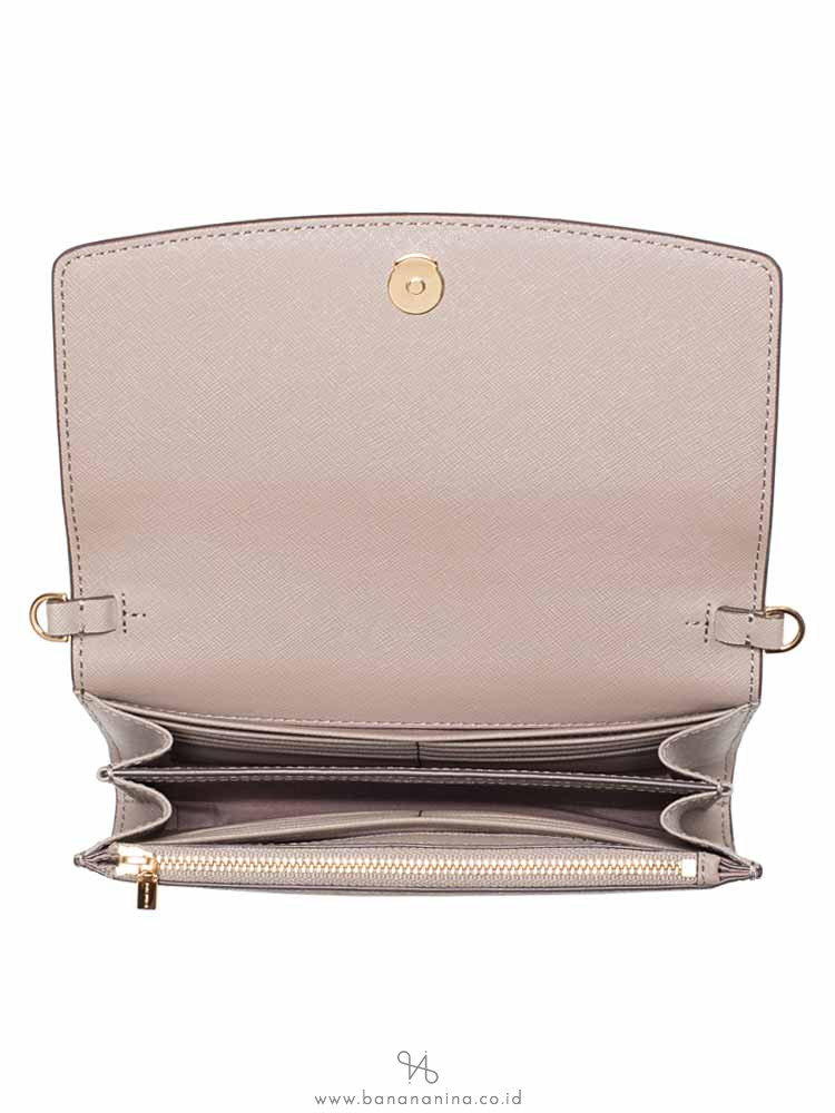 TORY BURCH Robinson Chain Wallet Gray Heron