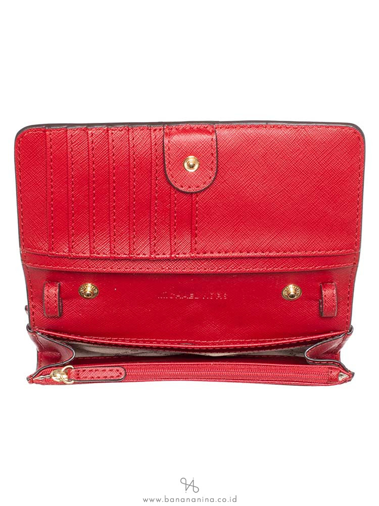 MICHAEL KORS Jet Set Travel Medium Multifunction Phone Crossbody Scarlet