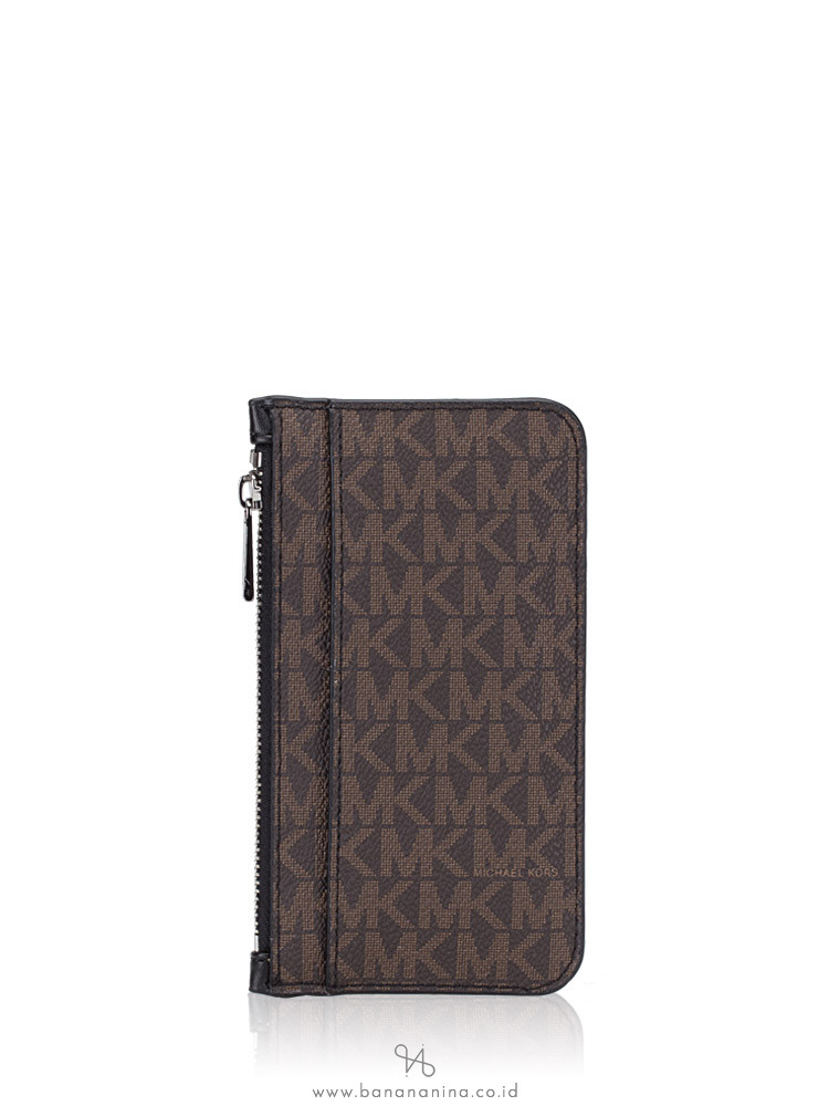 MICHAEL KORS Signature Gifting Long Zip Wallet Brown Black