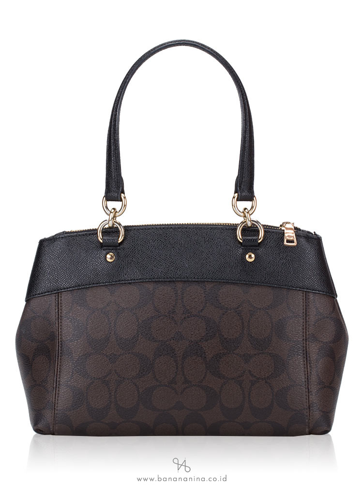 COACH 26139 Signature Mini Brooke Carryall Brown Black