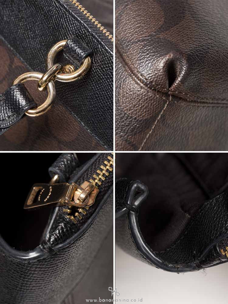 COACH 26139 Signature Mini Brooke Carryall Brown Black