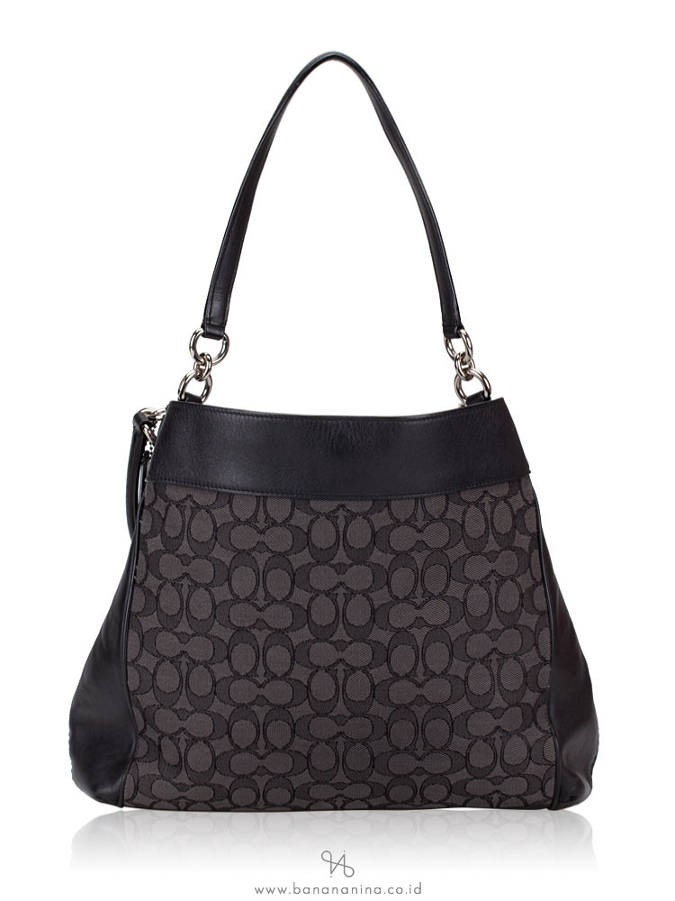 COACH 27579 Outline Signature Lexy Shoulder Bag Black Smoke