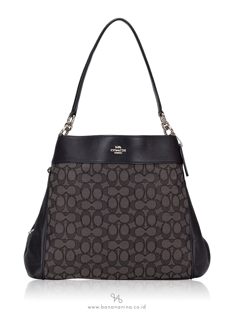 COACH 27579 Outline Signature Lexy Shoulder Bag Black Smoke