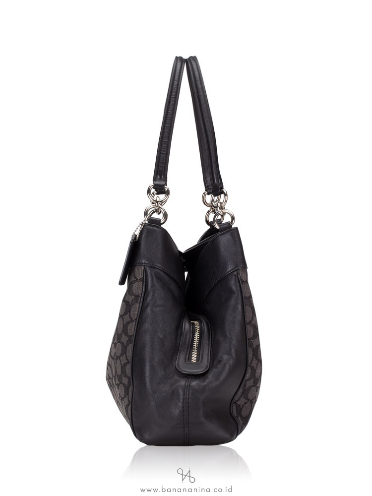COACH 27579 Outline Signature Lexy Shoulder Bag Black Smoke