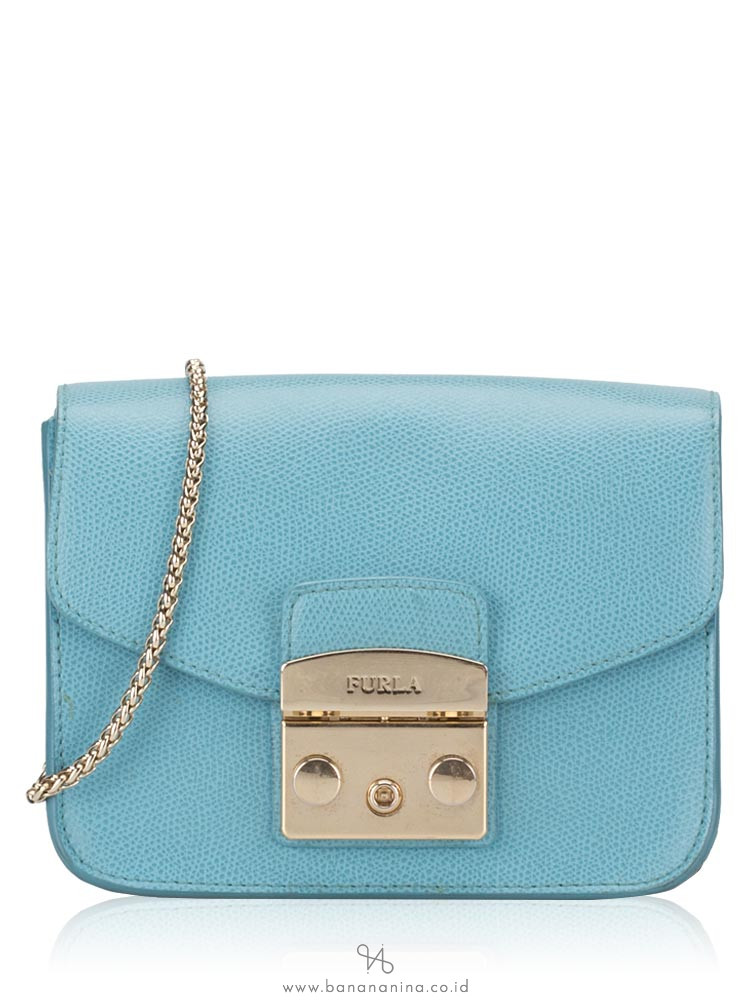 FURLA Metropolis Chain Shoulder Bag Baby Blue