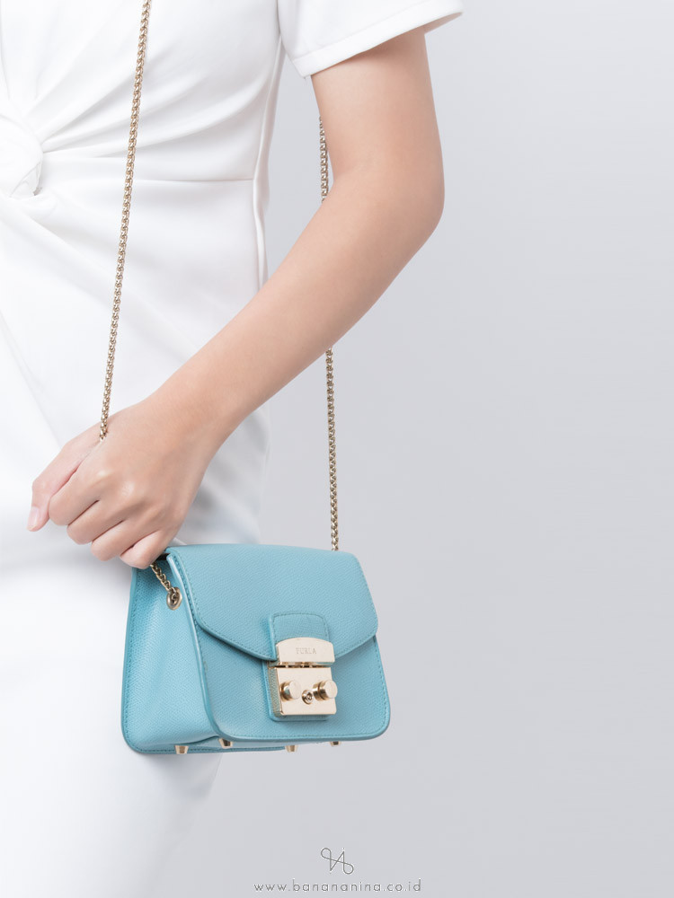 FURLA Metropolis Chain Shoulder Bag Baby Blue