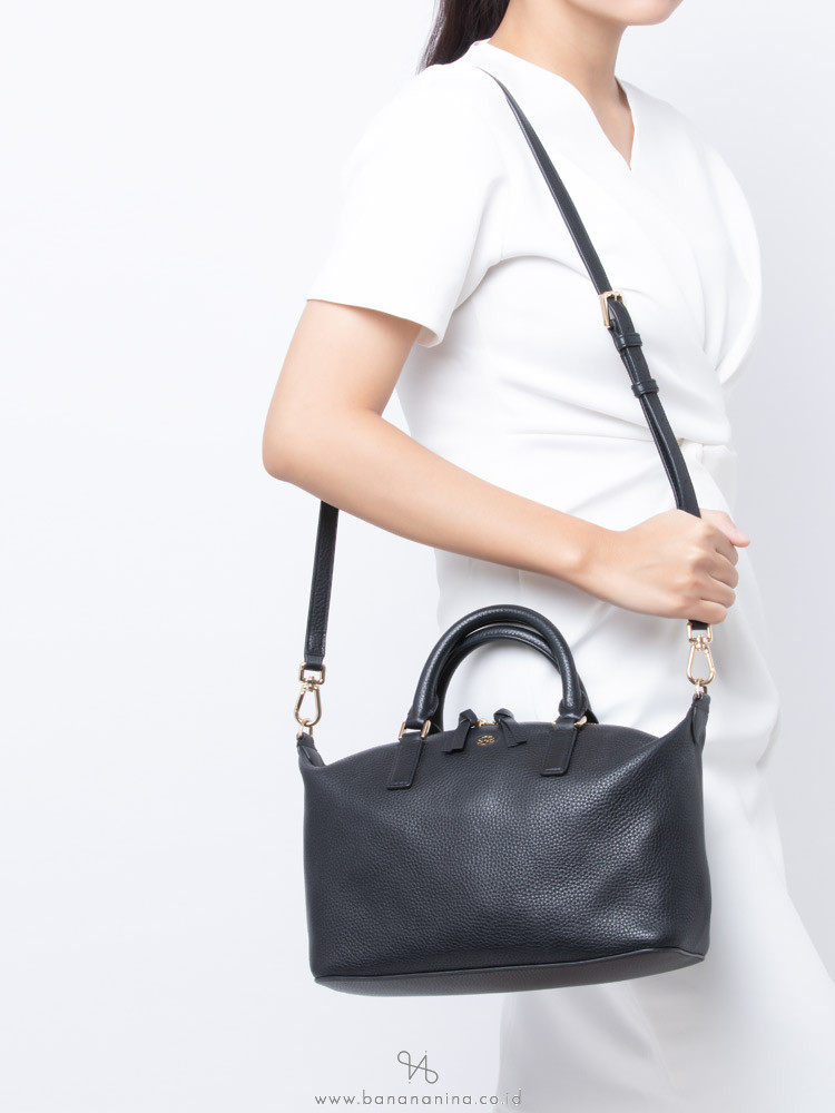 TORY BURCH Brody Leather Small Slouchy Satchel Black