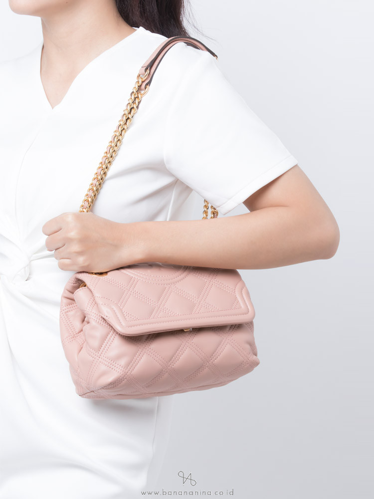 TORY BURCH Fleming Soft Leather Small Convertible Bag Pink Moon