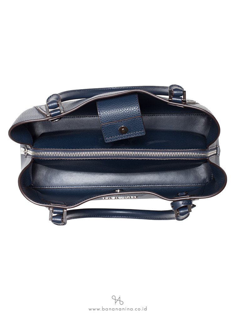 MICHAEL KORS Kimberly Large EW Leather Satchel Navy