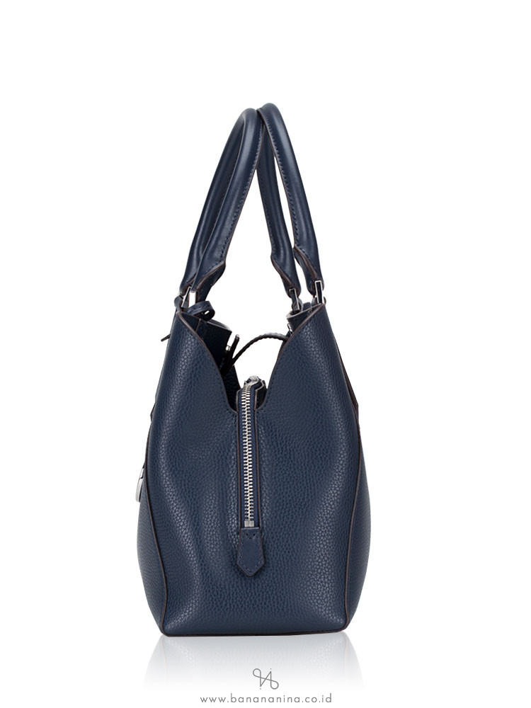 MICHAEL KORS Kimberly Large EW Leather Satchel Navy