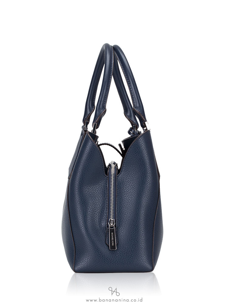 MICHAEL KORS Kimberly Large EW Leather Satchel Navy