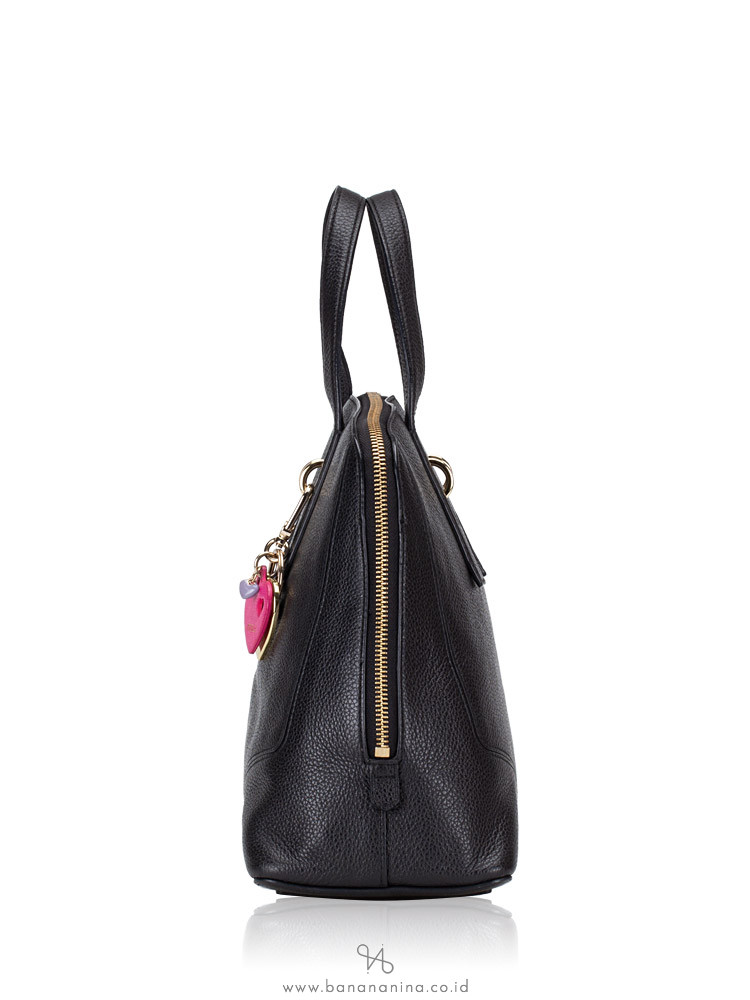 FURLA Perla Medium Leather Satchel Black