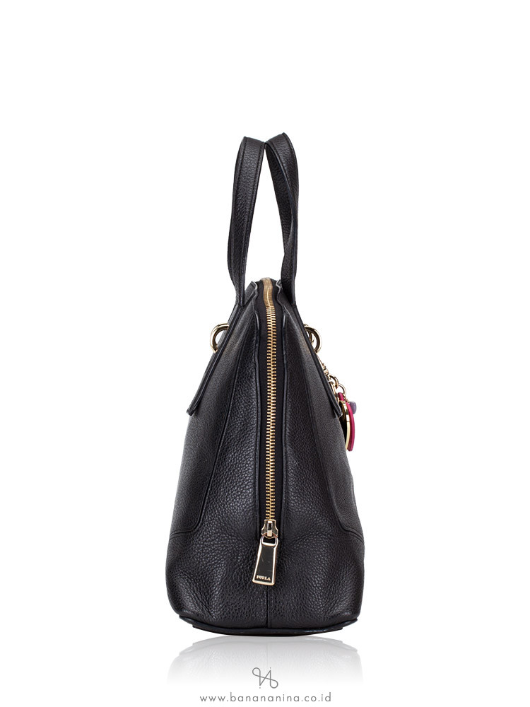 FURLA Perla Medium Leather Satchel Black