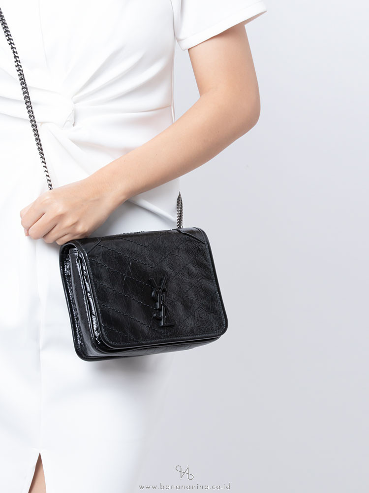 YSL Monogram Niki Chain Wallet Black