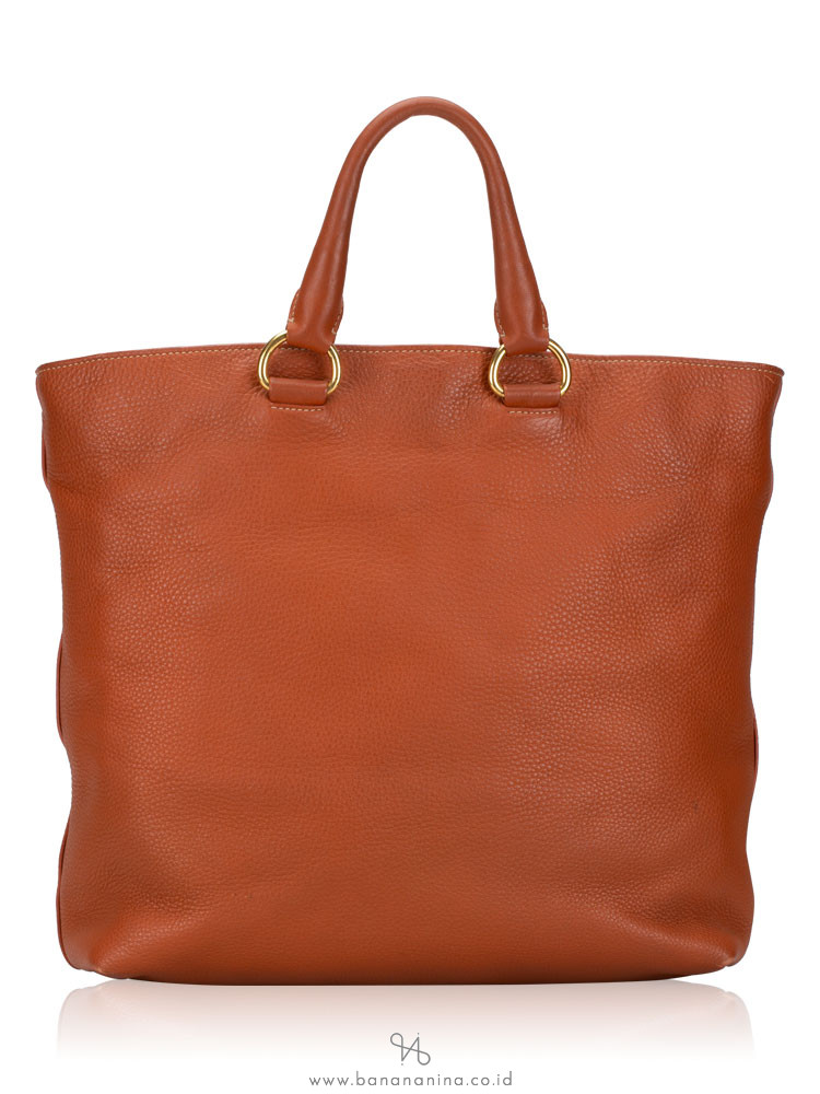 PRADA BN1713 Vitello Daino Tote Palissandro