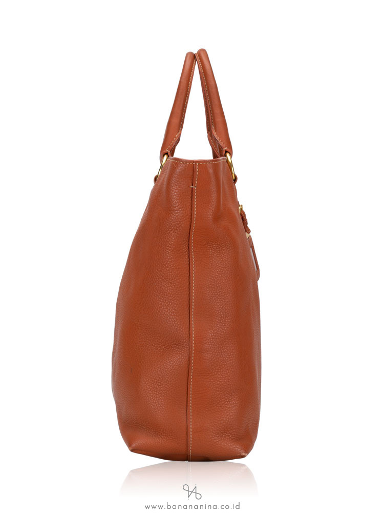 PRADA BN1713 Vitello Daino Tote Palissandro