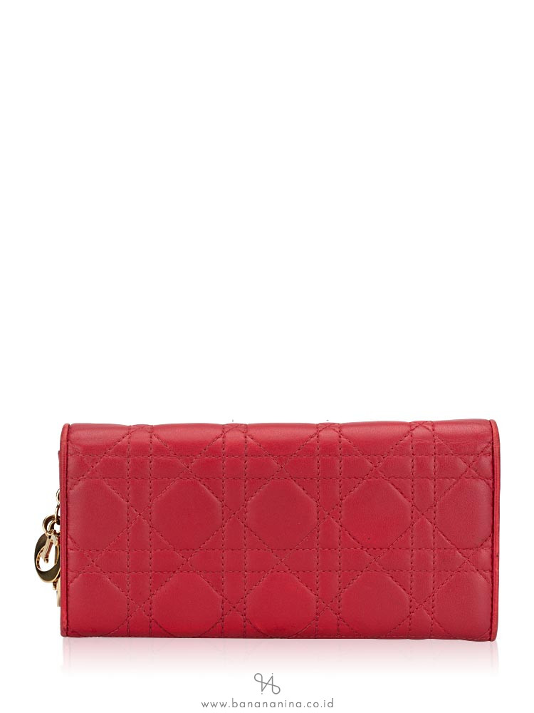 CHRISTIAN DIOR Cannage Rendezvous Chain Wallet Red