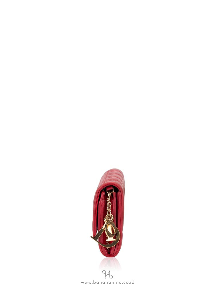 CHRISTIAN DIOR Cannage Rendezvous Chain Wallet Red