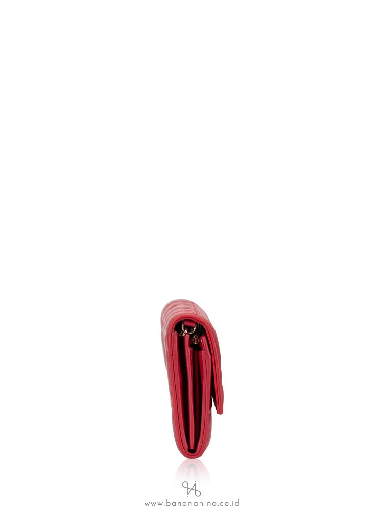 CHRISTIAN DIOR Cannage Rendezvous Chain Wallet Red