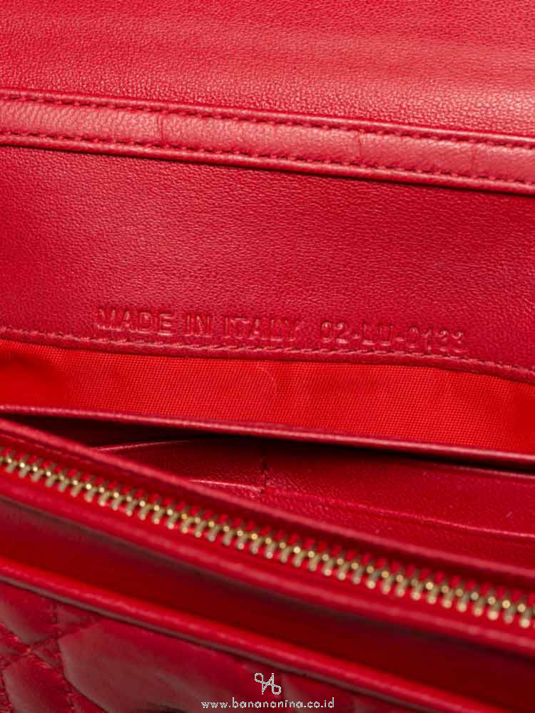 CHRISTIAN DIOR Cannage Rendezvous Chain Wallet Red