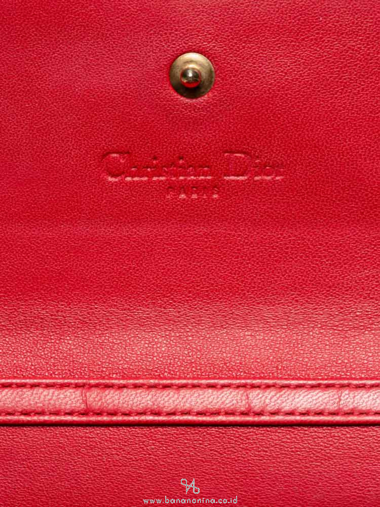 CHRISTIAN DIOR Cannage Rendezvous Chain Wallet Red