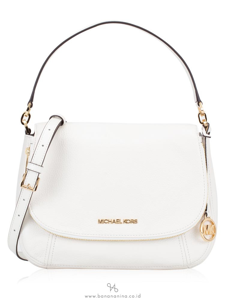 MICHAEL KORS Bedford Medium Leather Convertible Shoulder Bag Optic White