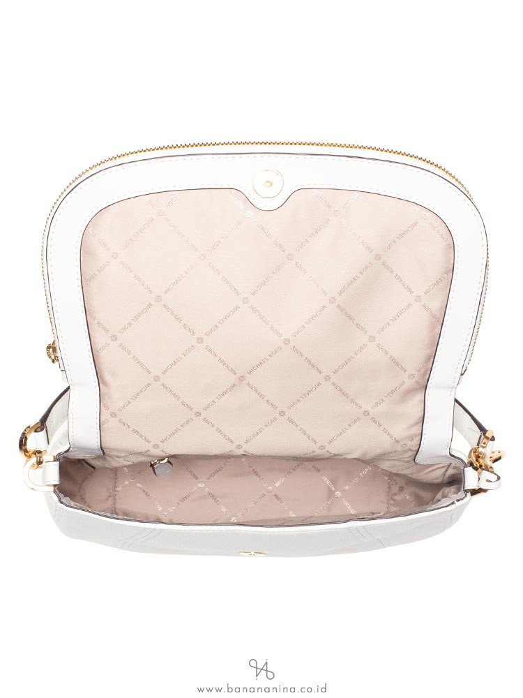 MICHAEL KORS Bedford Medium Leather Convertible Shoulder Bag Optic White