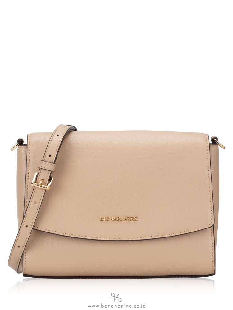 MICHAEL KORS Ellis Leather Medium Flap Messenger Bisque