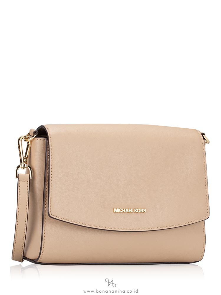 MICHAEL KORS Ellis Leather Medium Flap Messenger Bisque