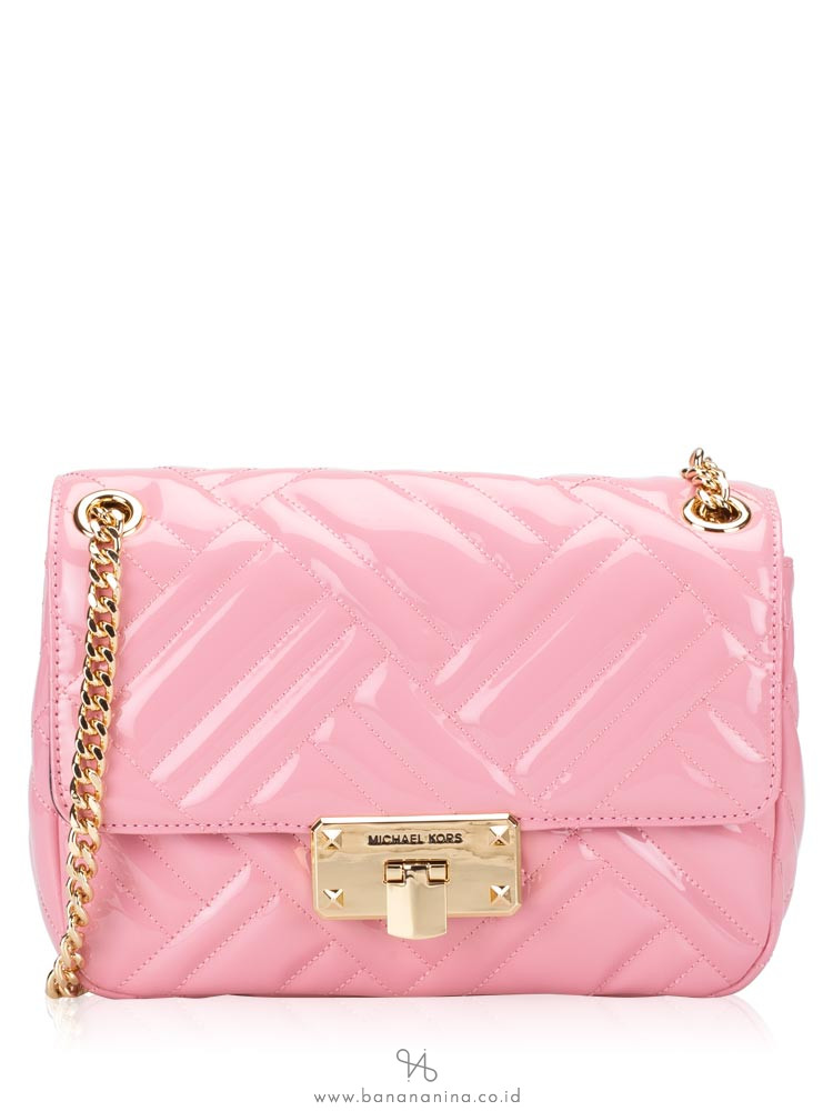 MICHAEL KORS Peyton Vegan Faux Leather Medium Shoulder Flap Carnation