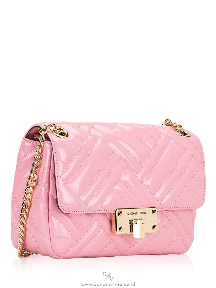 MICHAEL KORS Peyton Vegan Faux Leather Medium Shoulder Flap Carnation