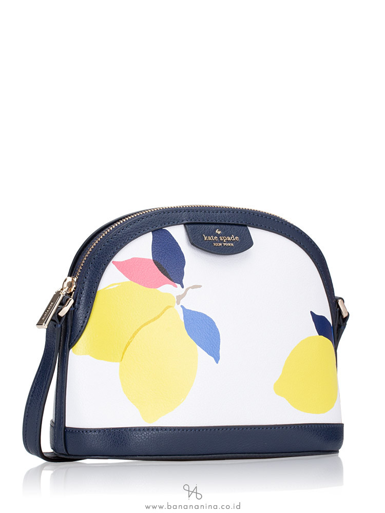 KATE SPADE Sylvia Lemon Zest X-Large Dome Crossbody White Multi