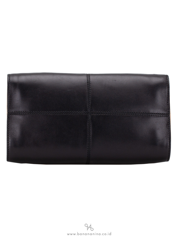 TOD'S Leather Small Sella Bowler Bag Black Beige